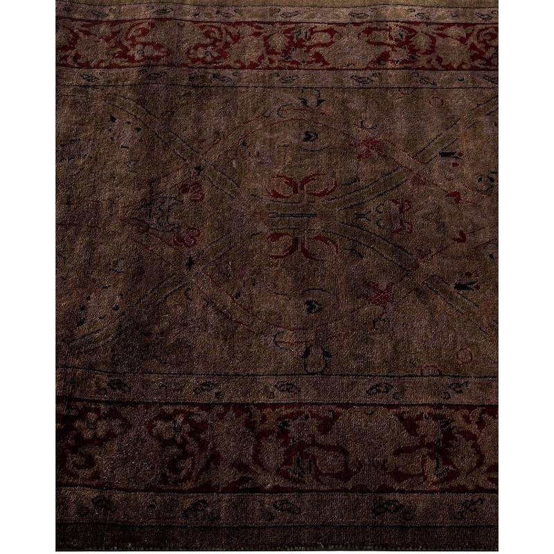 Overton Hand Knotted Wool Vintage Inspired Modern Contemporary Overdyed Brown Runner Rug - 2' 6" x 10' 8"