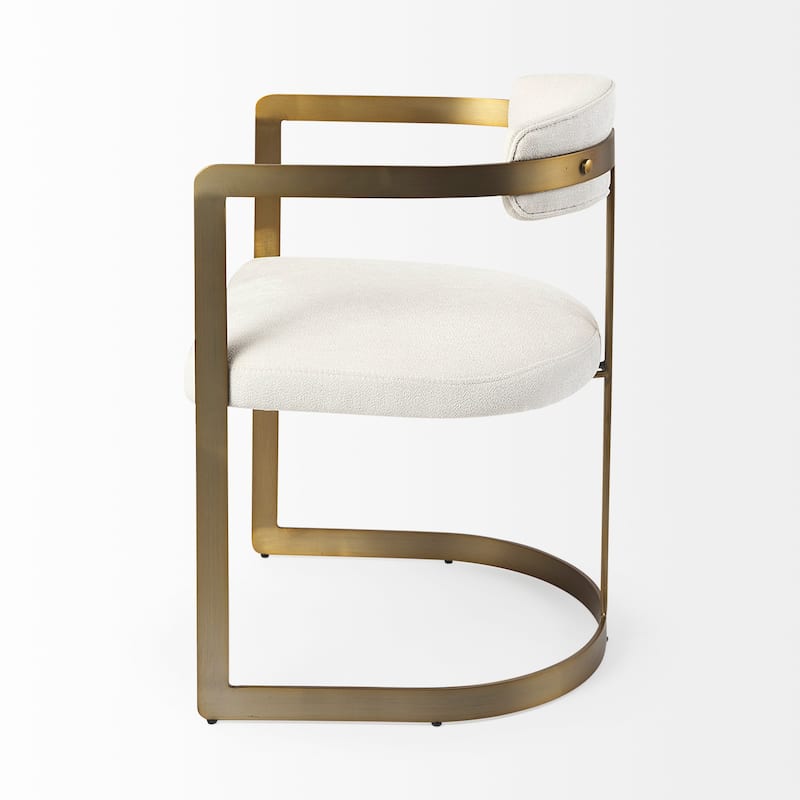 Hollyfield Cream Fabric Seat With Gold Iron Frame Dining Chair - 20.4"W x 21.2"D x 29.5"H