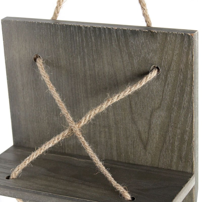 Elegant Designs Positano Nautical Rope 4 Bottle Vertical Wall Mounted Wood Wine Rack - 8 x 4 x 30 (L x W x H)