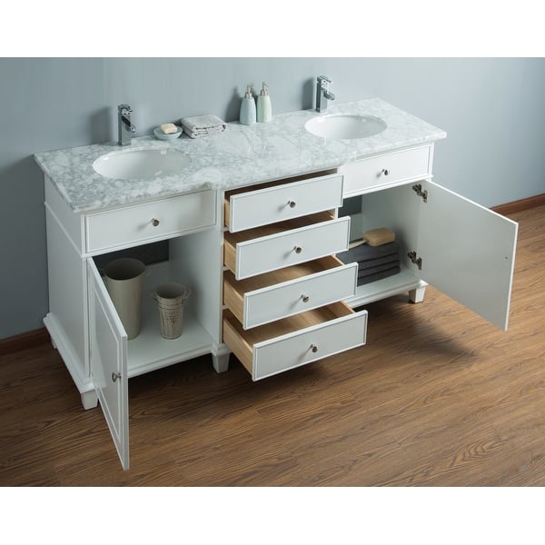 Stufurhome Cadence White 60 Inch Double Sink Bathroom Vanity No Mirror Overstock 31960229