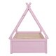 preview thumbnail 26 of 24, Twin Size House Bed with 2 Storage Drawers, Floor Montessori Bed with Triangle Structure, House Shaped Wooden Daybed for Kids