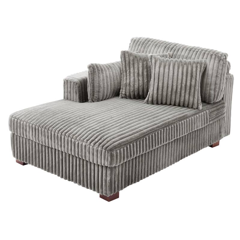 42" W Plush Corduroy Upholstered Chaise Lounge Sleeper for Living
