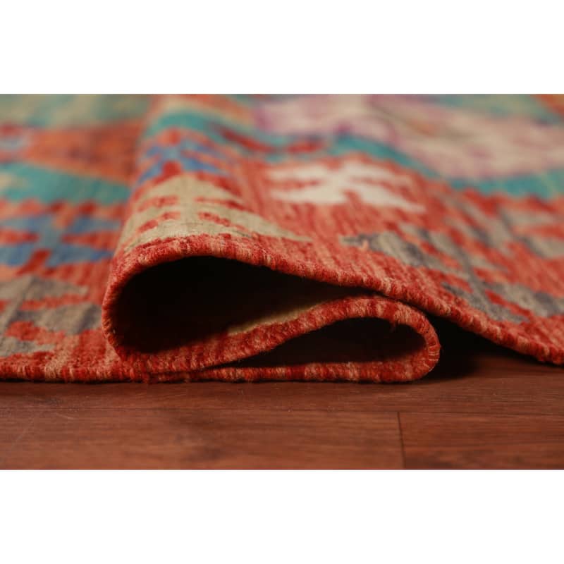 Kilim Oriental Area Rug Hand-Woven Tribal Wool Carpet - 8'2"x 9'8"
