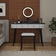 preview thumbnail 18 of 38, Costway Solid Wood Makeup Vanity Desk Set with LED Lighted Mirror