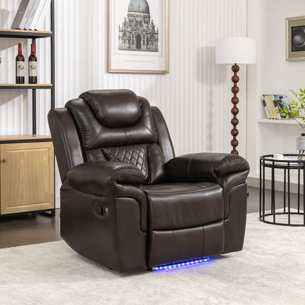 Home Theater Seating Manual Recliner Chair with LED Light Strip