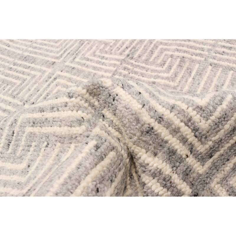 ECARPETGALLERY Hand-knotted Tangier Grey Wool Rug - 5'0 x 7'10