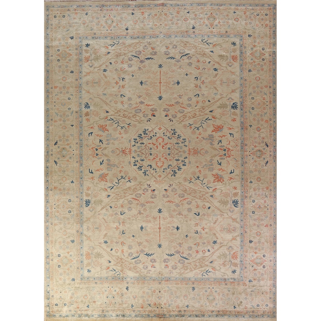 Vegetable Dye Ziegler Oriental Area Rug Hand-Knotted Wool Carpet - 8'11"x 11'10"