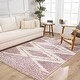 preview thumbnail 44 of 67, Hauteloom Lux Shag Collection Moroccan Farmhouse Shaggy High Plush Pile Area Rug 5'3" x 7'3" - Pink, Cream / Galaxy Shag