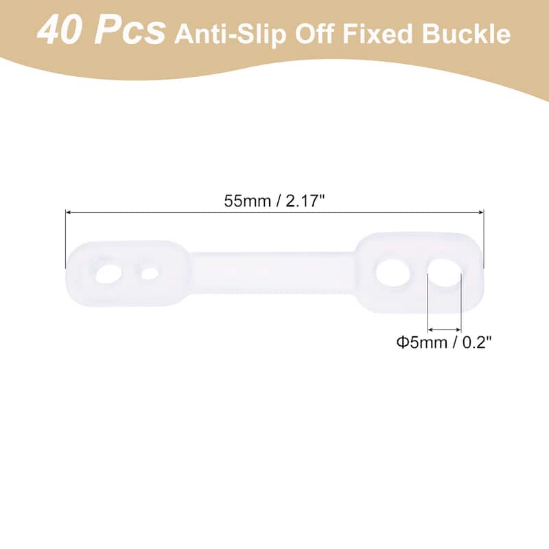 40Pcs Clothes Hanger Windproof Strip, Anti-Slip Off Fixed Buckle - 55mm/2.17" - Transparent