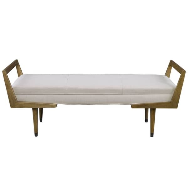 slide 2 of 4, Uttermost Waylon 60" Wide Urban Mid-Century Modern Upholstered Bed Smooth Oak