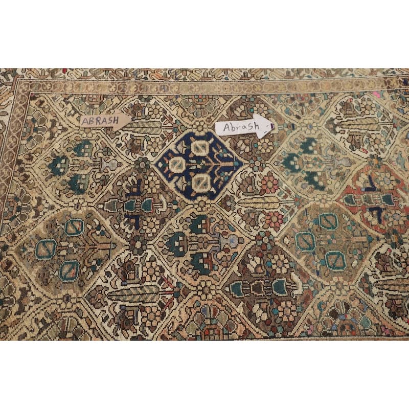 Garden Design Beige Bakhtiari Persian Vintage Rug Handmade Wool Carpet - 3'10"x 5'1"