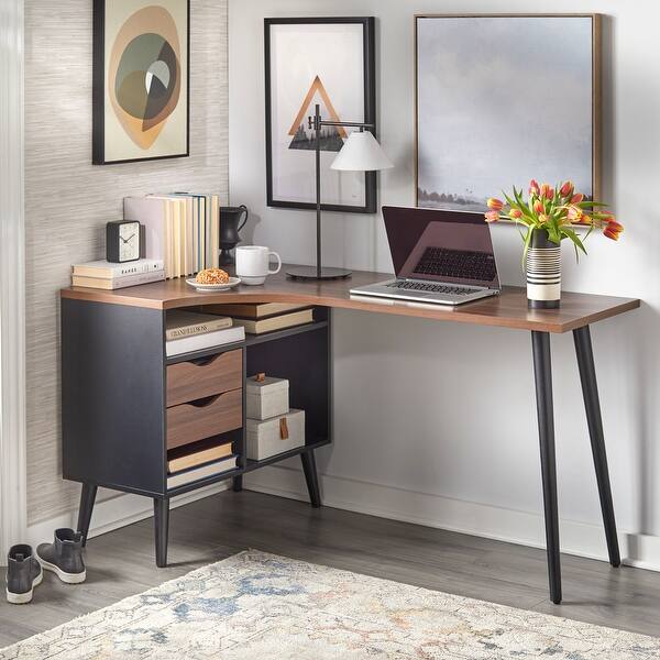 slide 2 of 5, Simple Living Sunndal Desk Black/Walnut