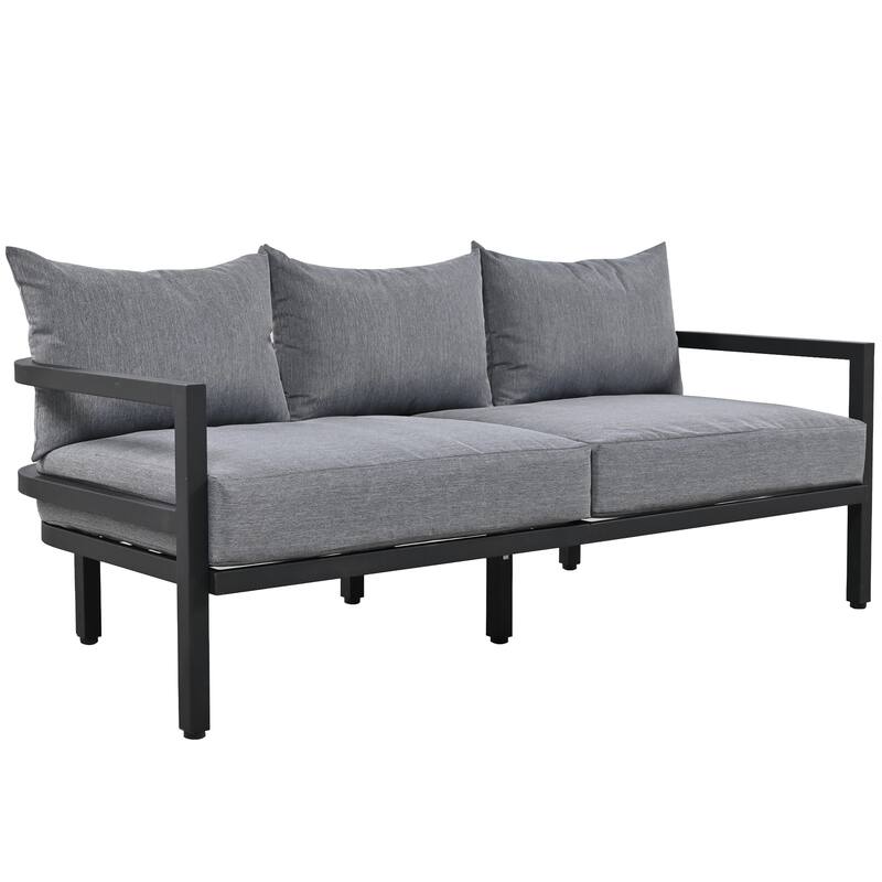 4-Piece Outdoor 5-Seater Steel Cnversation Sofa Set with Coffee Table, Waterproof, Anti-rust and Anti-UV