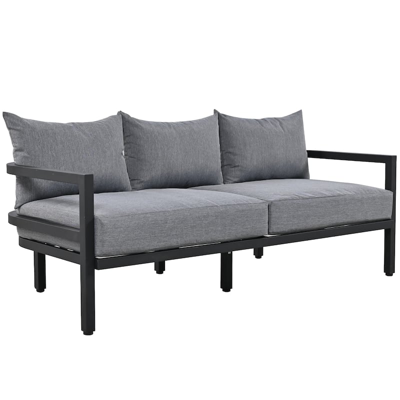Roomfitters 4-Piece Outdoor Steel Sofa Set with Coffee Table, 3-Seater Couch and 2 Armchairs for Patio Garden
