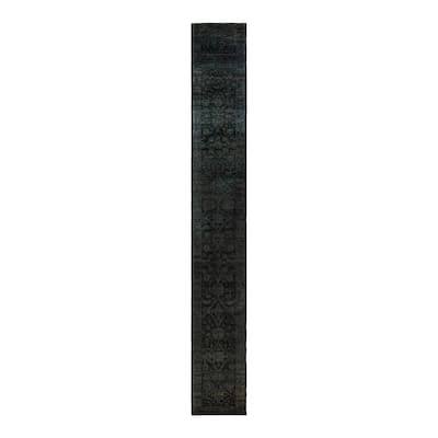 Overton Hand Knotted Wool Vintage Inspired Modern Contemporary Overdyed Brown Runner Rug - 2' 6" x 19' 5"