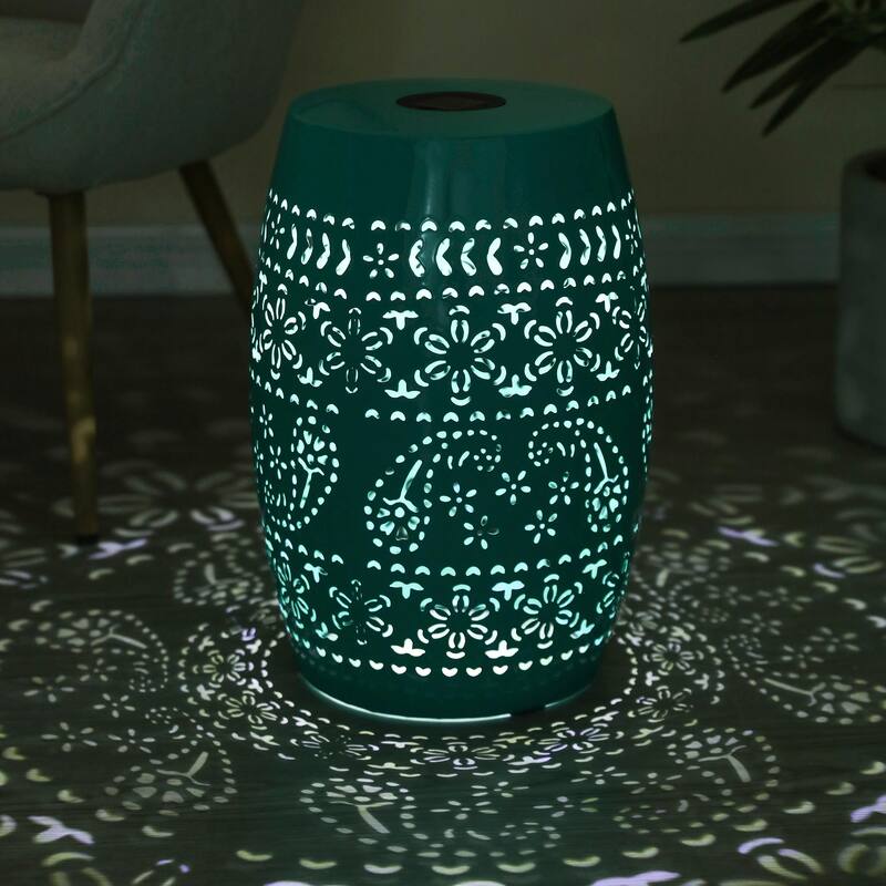 Solar-Powered Side Table with Light - Modern Iron Design, Garden & Patio Accent