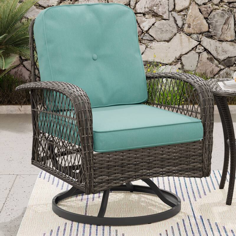 Corvus Livorno Outdoor 3-piece Steel Wicker Swivel Chat Set