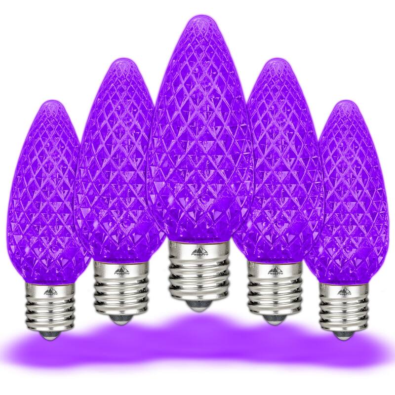 25 Pack C9 LED Outdoor Christmas Replacement Bulbs, C9/E17 Base - Purple