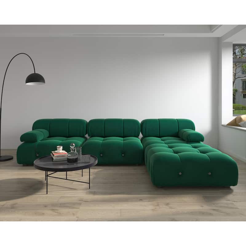 L-Shape Modern Velvet Sectional Sofa , Upholstery 3 seater with ottoman-103.95"