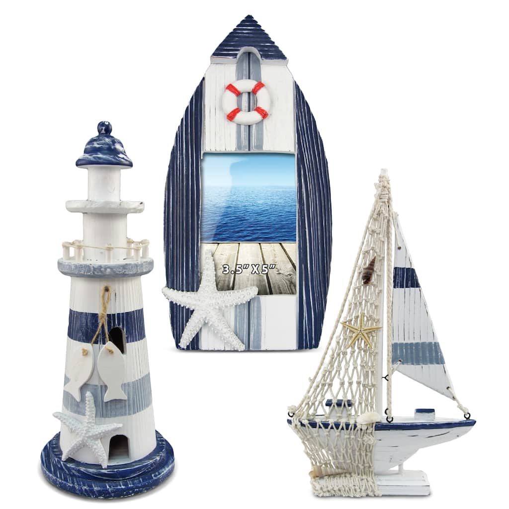 CoTa Global Boat Beach Frame, Lighthouse Decor, & Model Sailboat Decor