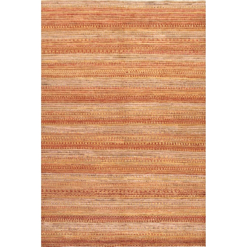 Striped Gabbeh Kashkoli Oriental Wool Area Rug Handmade Bedroom Carpet - 6'0" x 8'10"