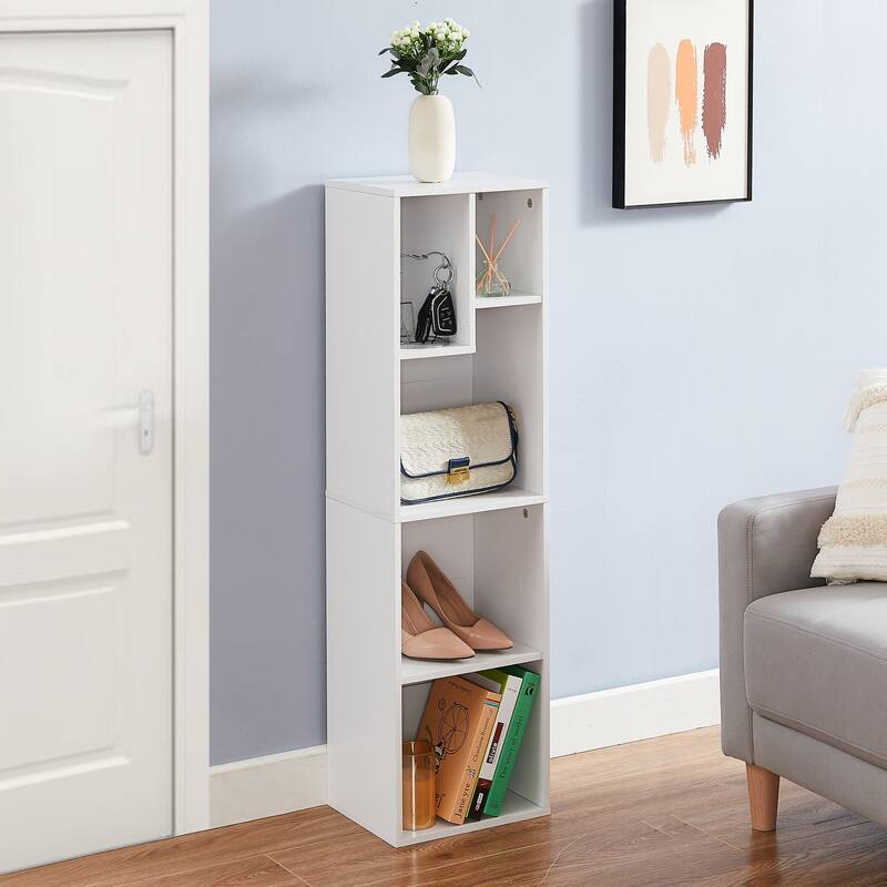 VECELO 3-Tier Bookcase and 4-Tier Bookcase set, Modern & Contemporary Wooden Bookshelf sets(set of 2)