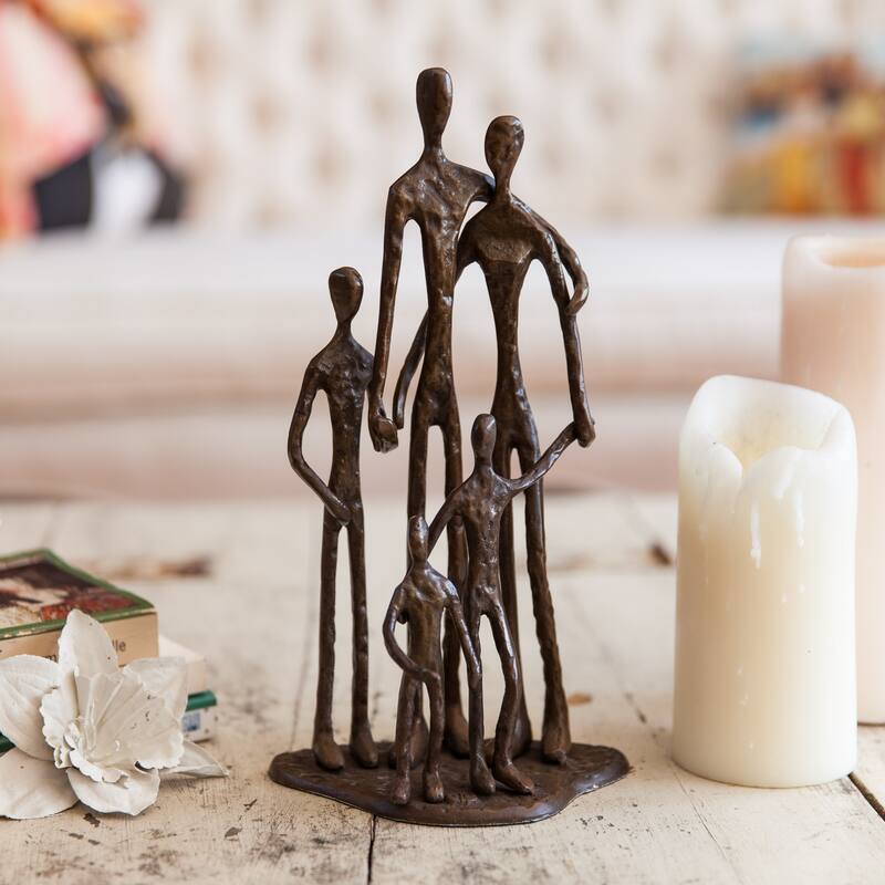 Family of 5 Standing Figurine - 10.75" - Bronze