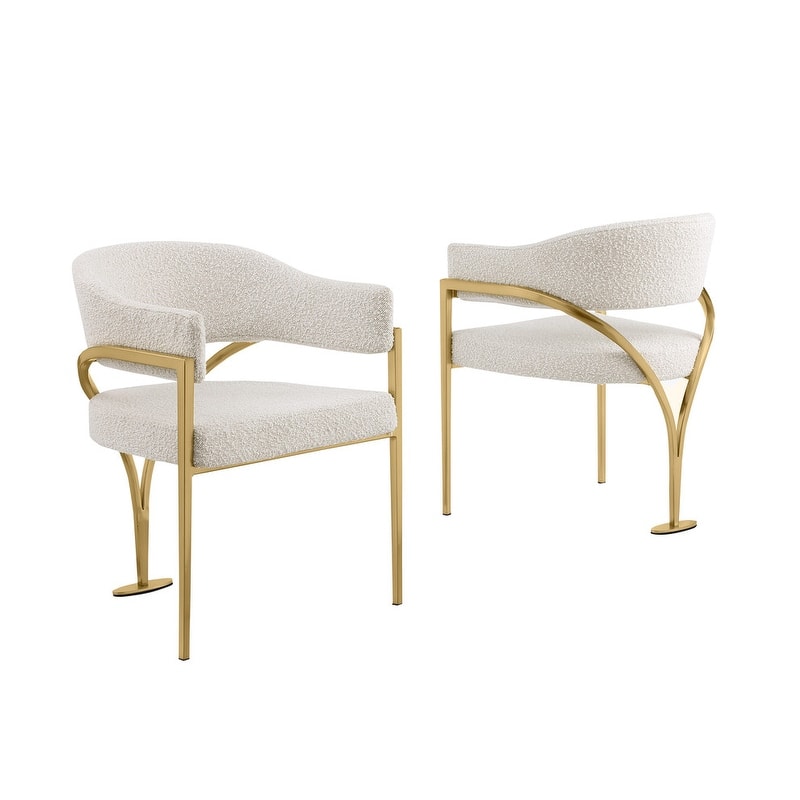 Best Quality Furniture Matte Brushed Gold Chrome Dining Chairs (Set of 2) - N/A