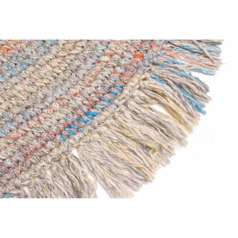 ECARPETGALLERY Braid weave Sienna Grey Wool Rug - 3'3 x 3'3