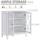 preview thumbnail 15 of 18, HOMCOM Wood Accent Sideboard Buffet Server Storage Cabinet with Double Framed Glass Doors, Adjustable Shelves