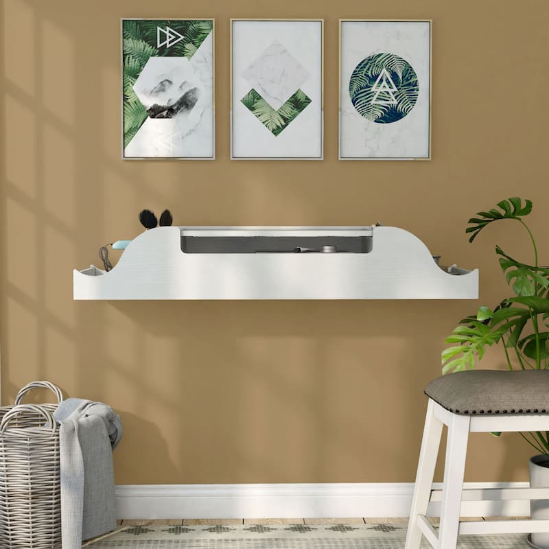 DH BASIC Contemporary White 47-inch Wall Mounted Makeup Vanity by Denhour - White