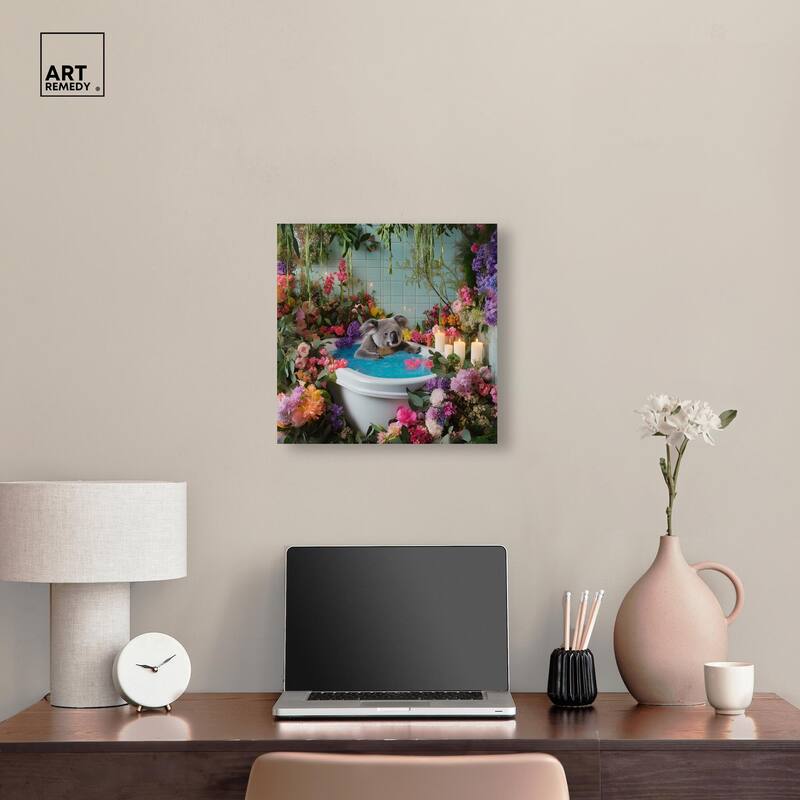 Koala Bath Canvas by Art Remedy, Gallery Wrapped