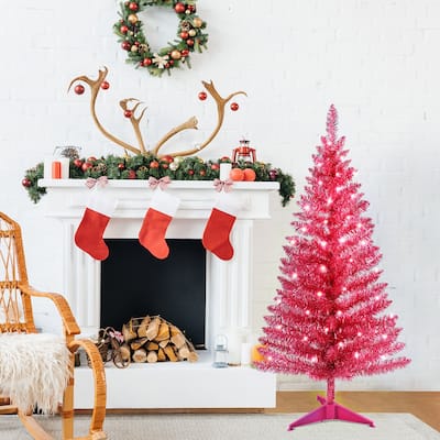 4FT Prelit Artificial Christmas Tree with 50 UL Lights, 122 PVC Tips