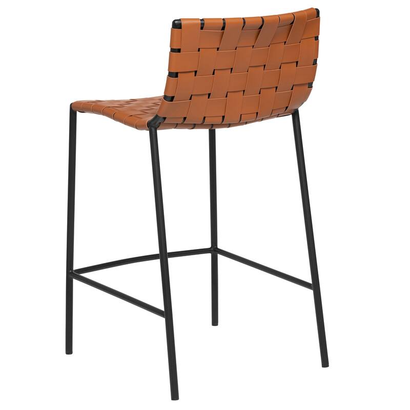 Soho Mid-century Modern Leather Weave Bar Stool (26-inch/ 30-inch) (Single)