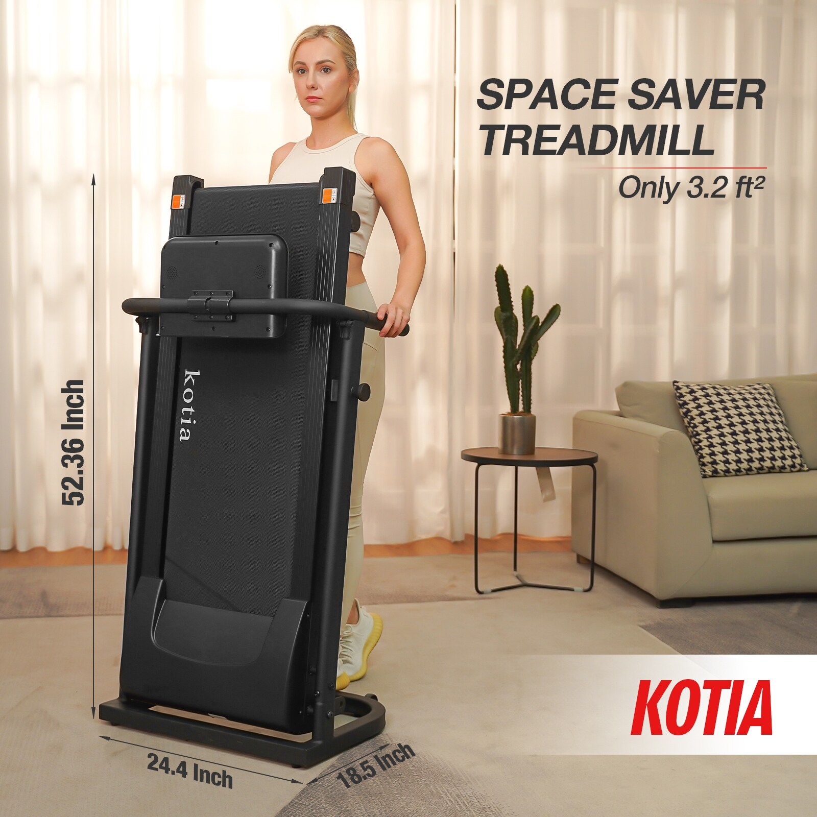 Premium 3 Step Folding Incline Treadmill Electric Walking