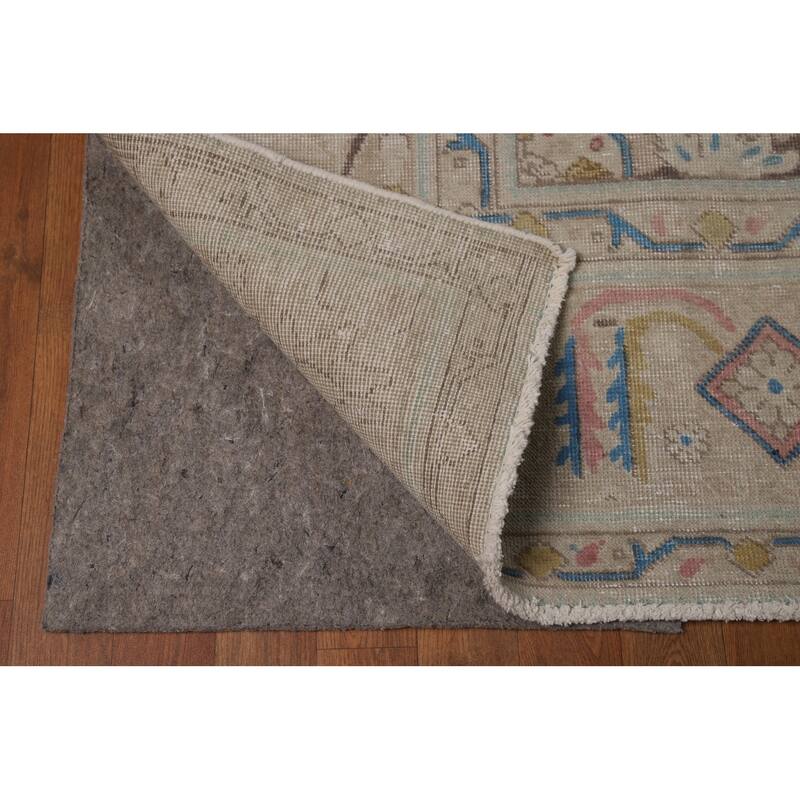 Gray Geometric Tabriz Persian Area Rug Handmade Wool Carpet - 9'8"x 13'1"