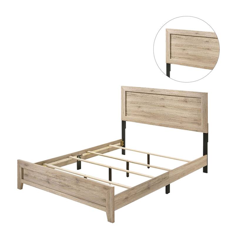 Wooden Panel Bed in Natural Finish