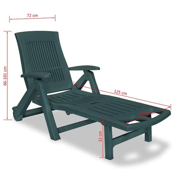 vidaXL Sun Lounger with Footrest Plastic Green - 28.3" x 76.8" x 39.8"