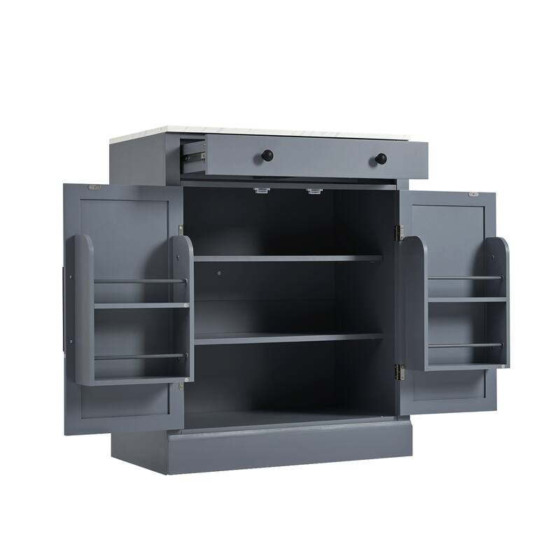 High Kitchen Pantry, Tall Kitchen Hutch, Display Cupboard Cabinet with Adjustable Shelf