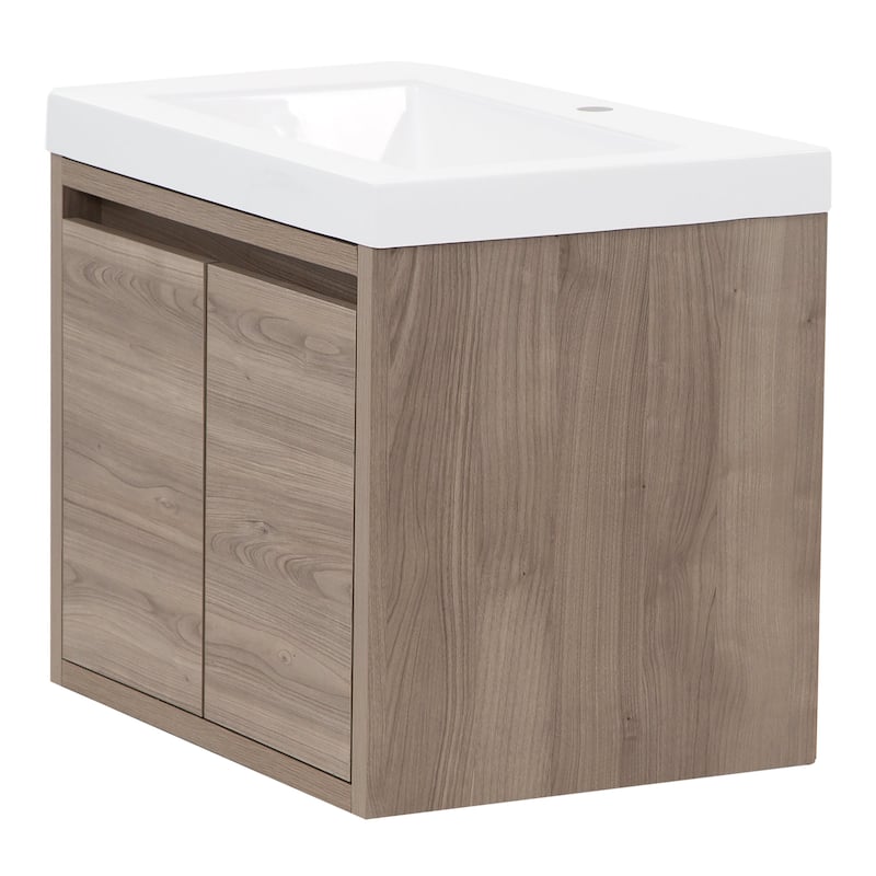 Kelby 24.5" 2-Door Floating Bathroom Vanity With White Sink Top