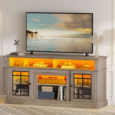 Moasis TV Stand for TVs up to 75" LED Entertainment Center Media Console with Glass Doors