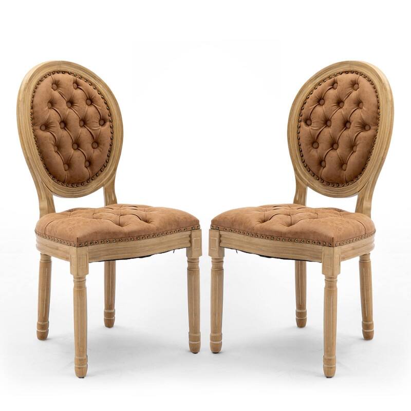 Upholstered French Style Nailhead Dining Chairs(Set of 2)