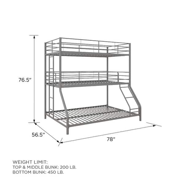 dimension image slide 3 of 6, Avenue Greene Quinton Triple Metal Bunk Bed