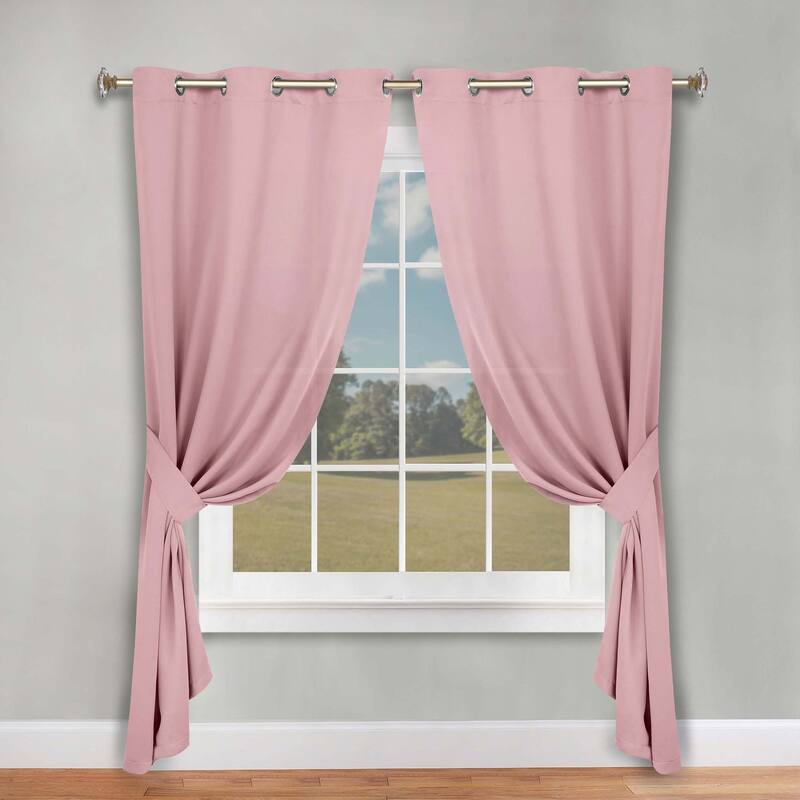 Superior Solid Machine Washable Room Darkening Grommet Blackout Curtains, Set of 2