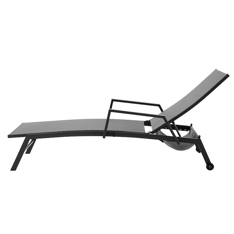 Corvus Sorrento Outdoor Sling Fabric Adjustable Chaise Lounge with Arms