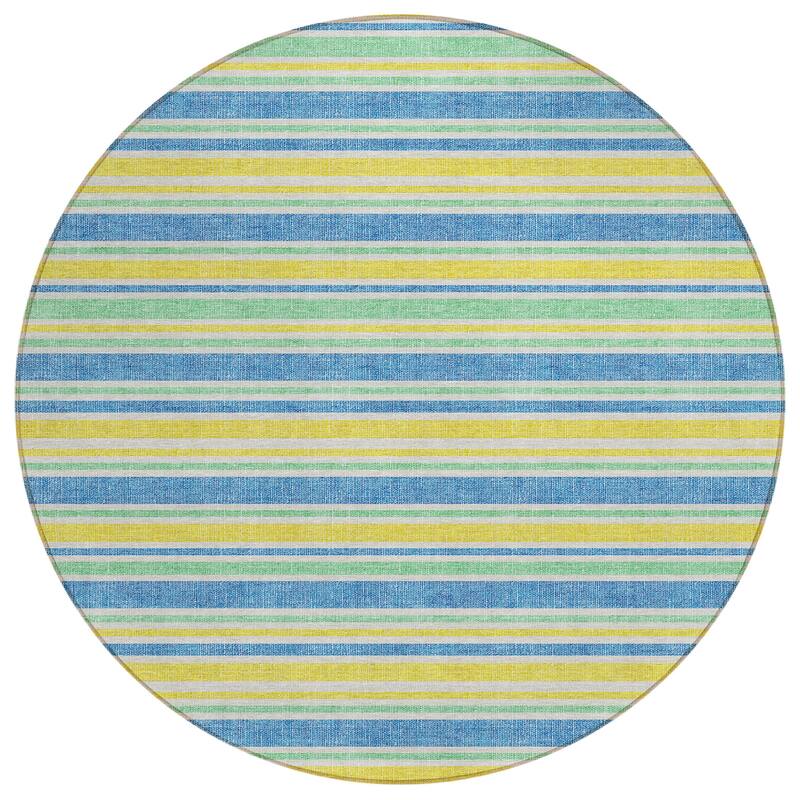 Machine Washable Indoor/ Outdoor Thin Cabana Stripe Chantille Rug