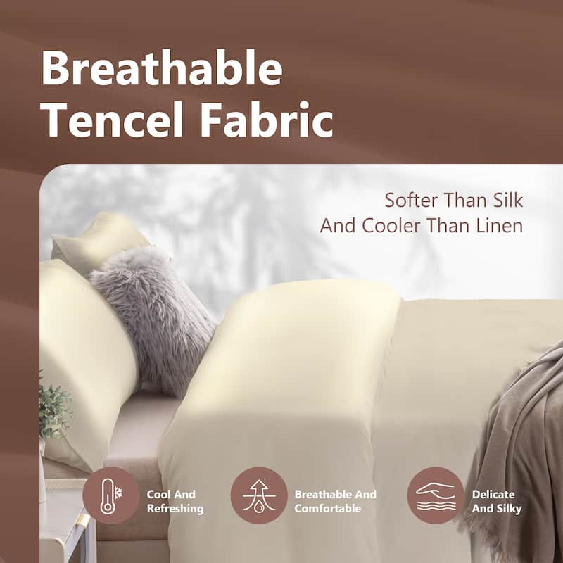100% Tencel Cooling Duvet Cover Set, Silky Smooth & Breathable Lyocell