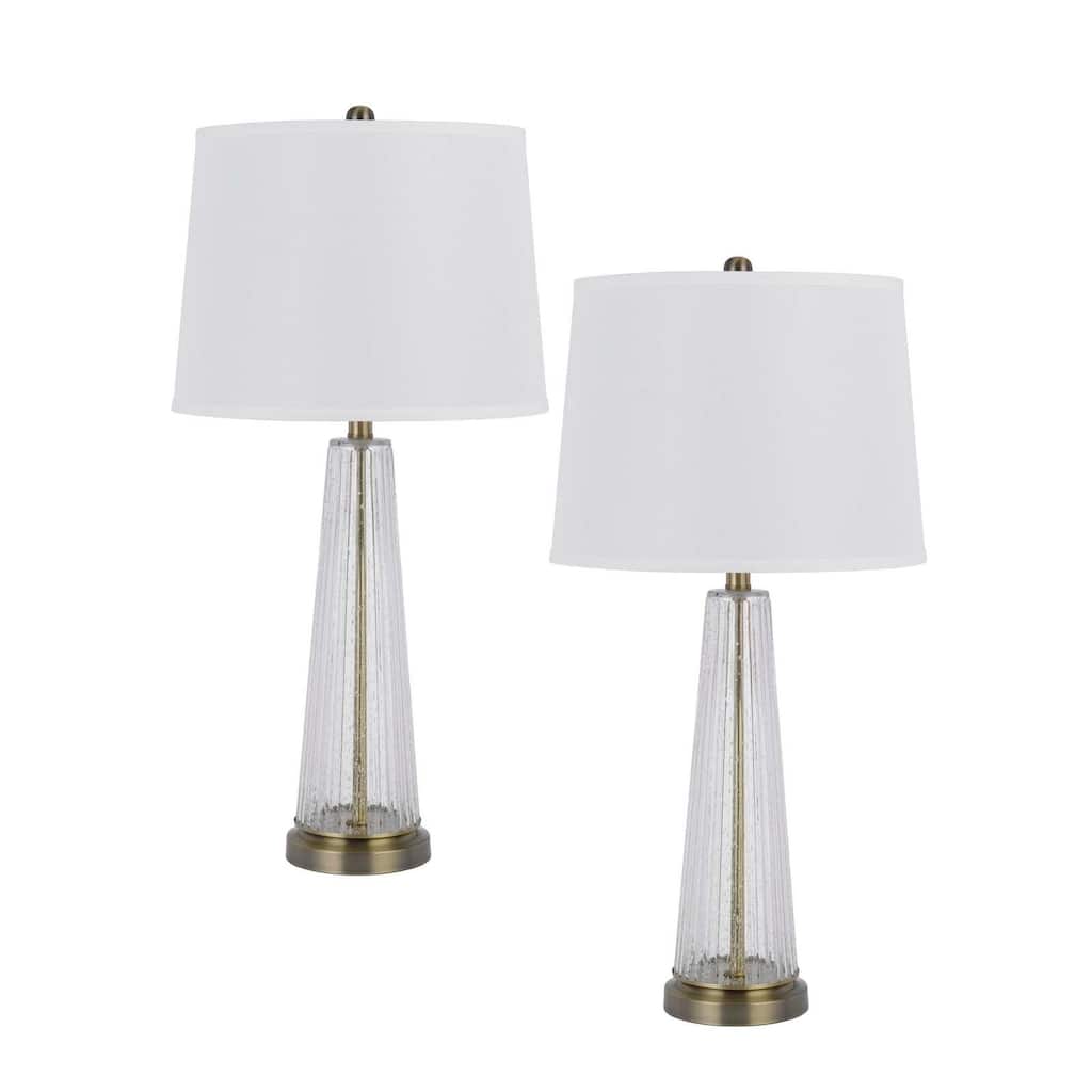 Huxley 30.5" Height Glass/Antique Brass Glass 2 Pack Table Lamp Set - One Size
