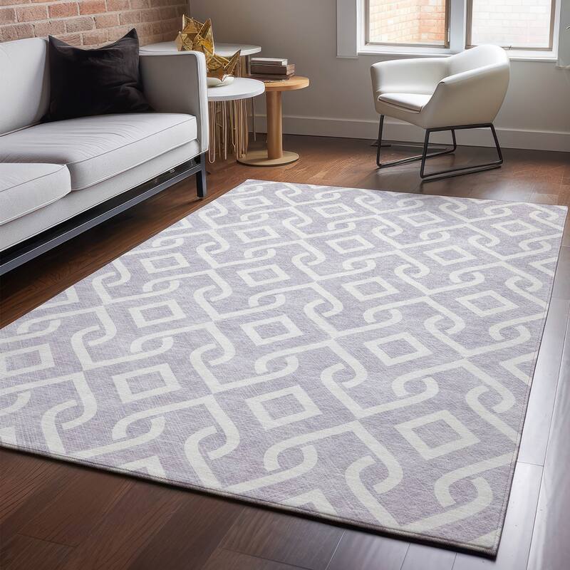 Premium Washable Super Soft Modern Medallions Mayfield Rug - Lavender - 8' x 10' - Rectangle