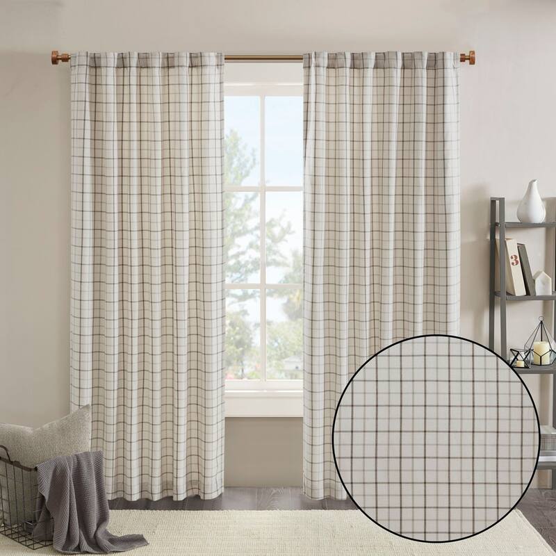 1 PCS Plaid Rod Pocket and Back Tab Curtain Panel with Fleece Lining